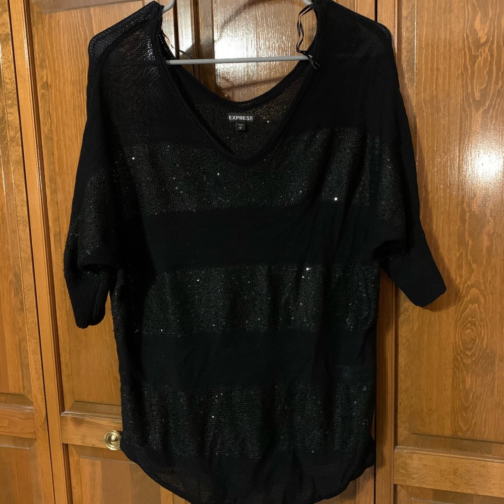 Express sweater with sequin stripe